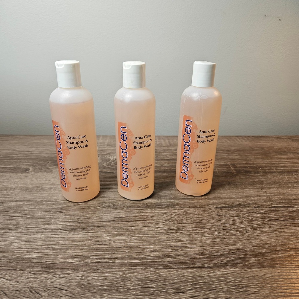 DermaCen‎ Apra Care Shampoo & Body Wash 9oz Apricot Aloe Vera Lot of 3 23052